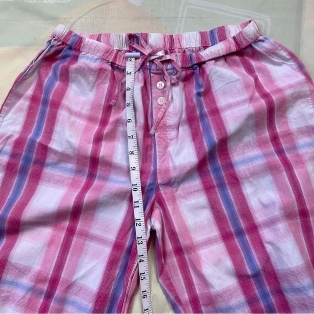 F by FORTUNA VALENTINO Pajama Pants Sz M Women Drawstring Pink Plaid Never Worn